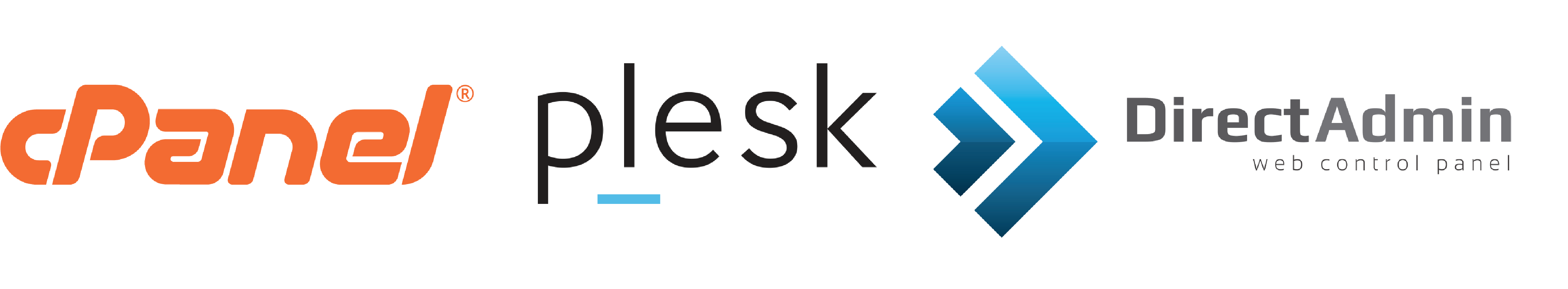cPanel, plesk and DirectAdmin control panel logos